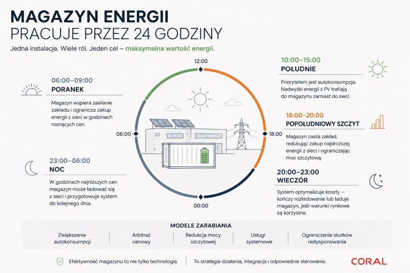 Jak pracuje magazyn energii przez 24 godziny